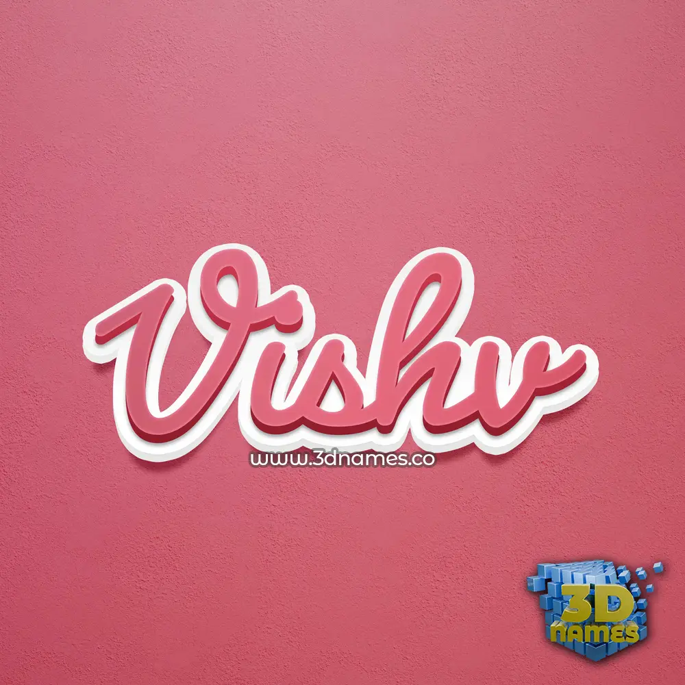 vishv in Red Scribble style - 3D name wallpaper