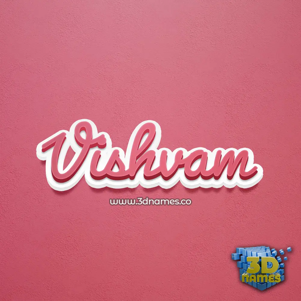 vishvam in Red Scribble style - 3D name wallpaper