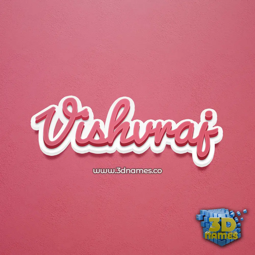vishvraj in Red Scribble style - 3D name wallpaper