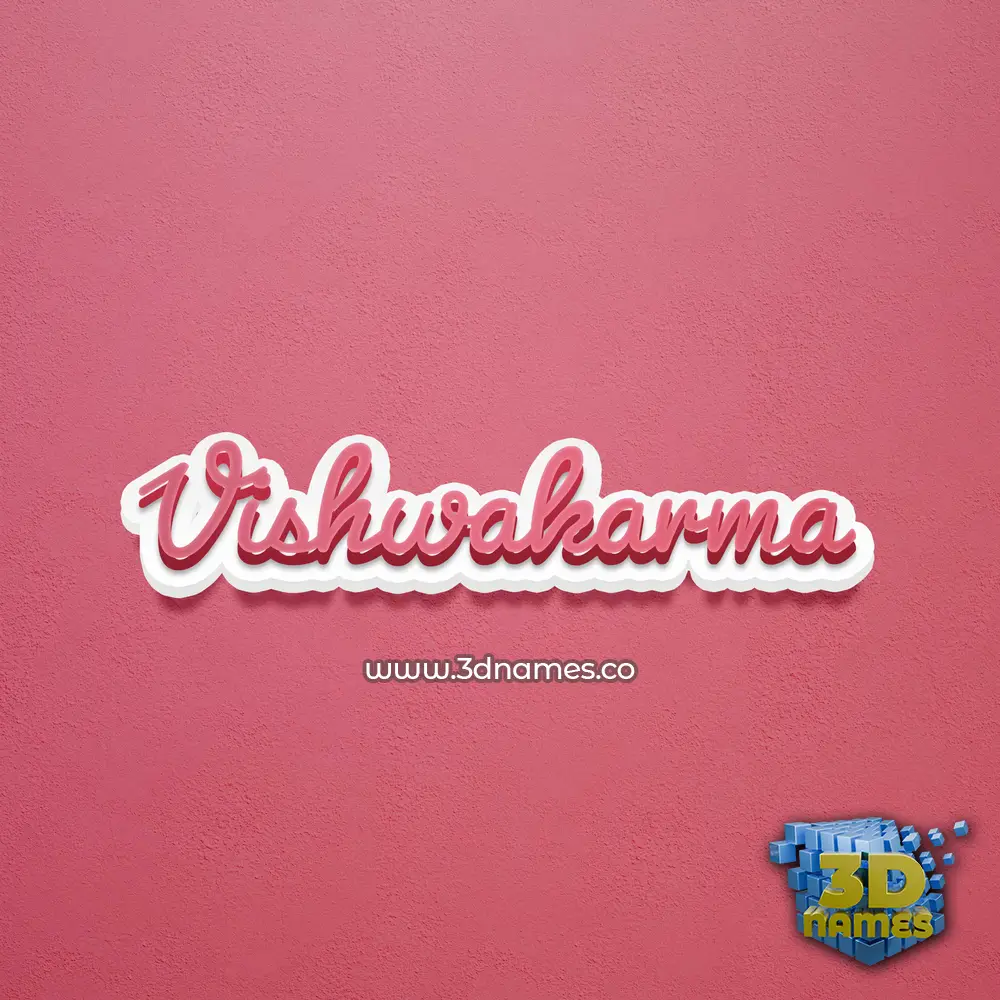 vishwakarma in Red Scribble style - 3D name wallpaper