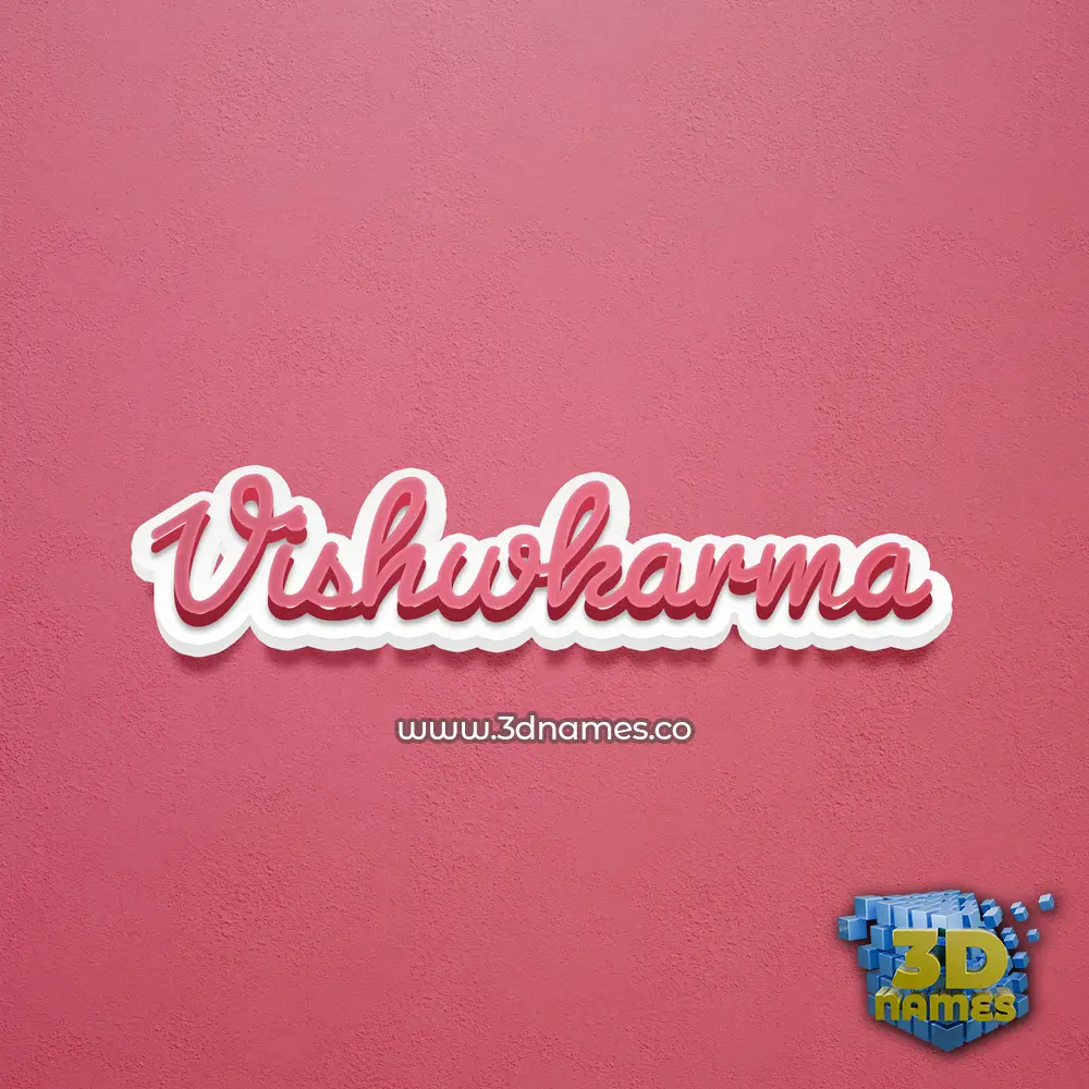 vishwkarma in Red Scribble style - 3D name wallpaper