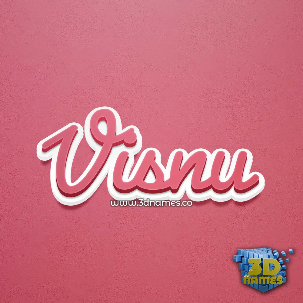 visnu in Red Scribble style - 3D name wallpaper