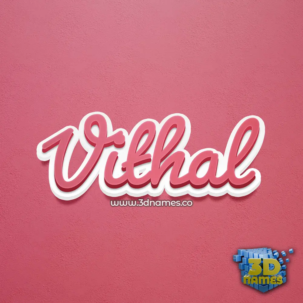 vithal in Red Scribble style - 3D name wallpaper