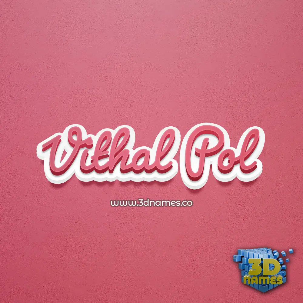 vithal pol in Red Scribble style - 3D name wallpaper