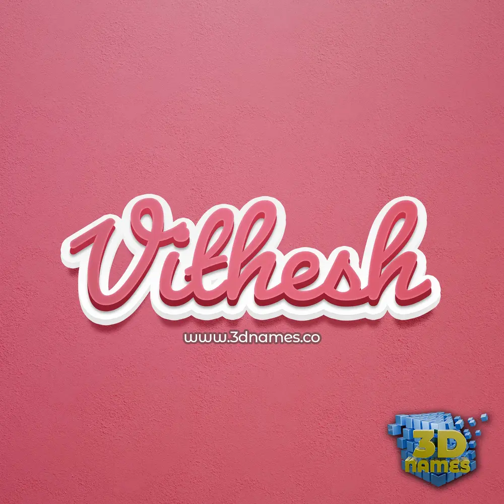 vithesh in Red Scribble style - 3D name wallpaper