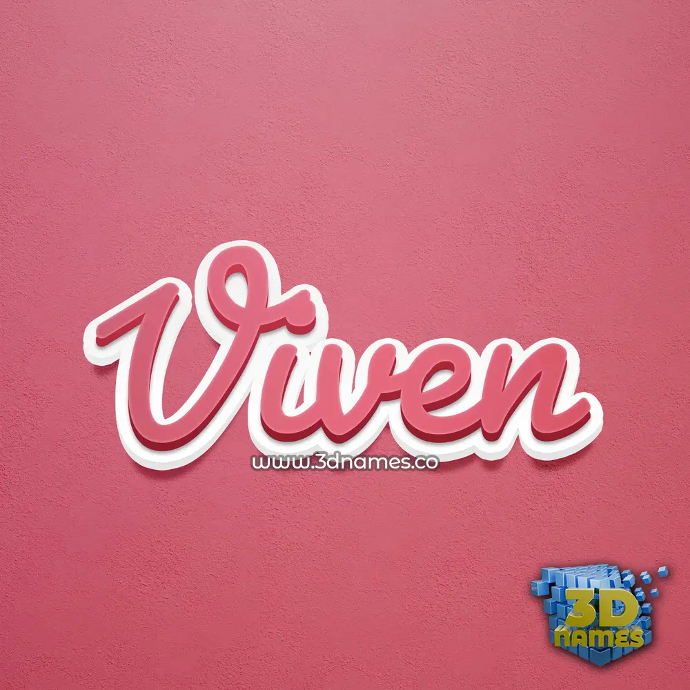 viven in Red Scribble style - 3D name wallpaper