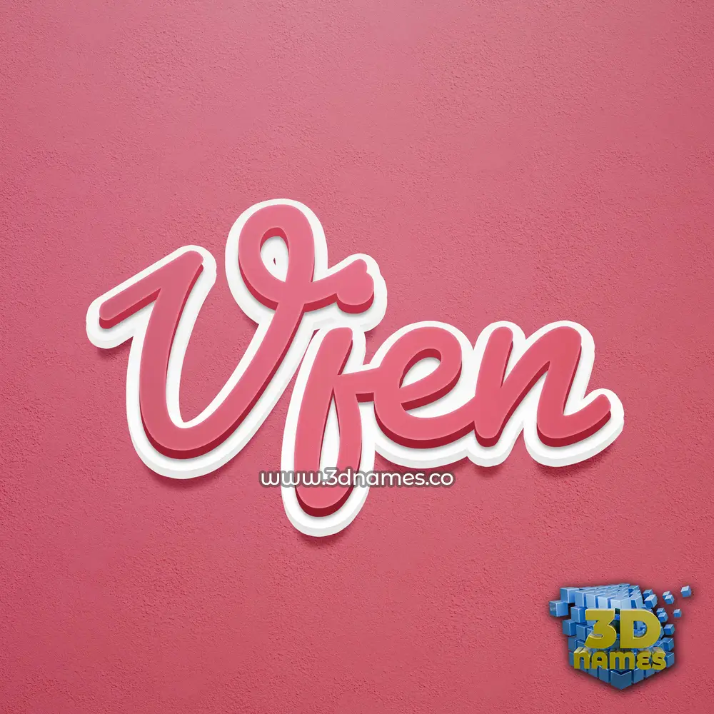 vjen in Red Scribble style - 3D name wallpaper