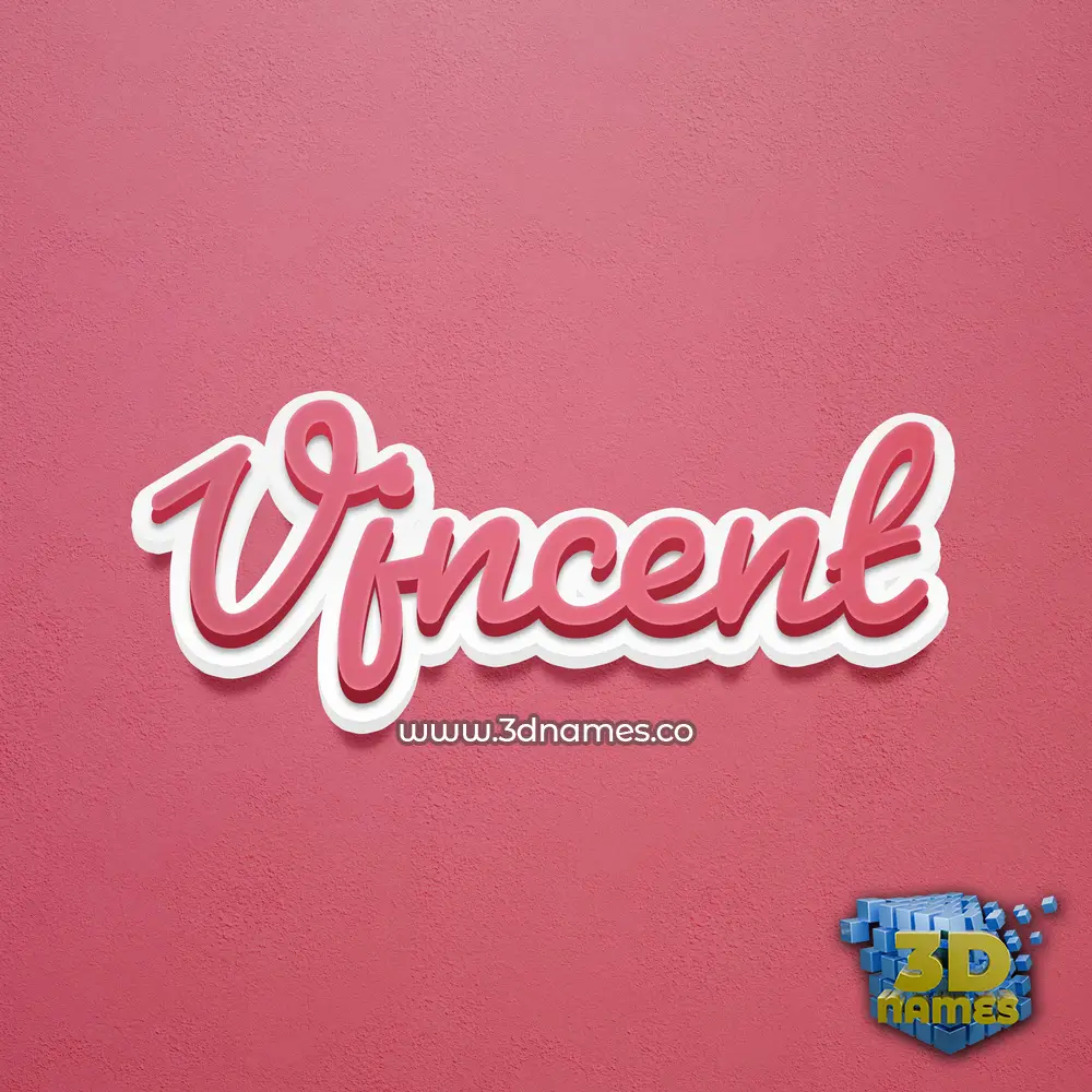 vjncent in Red Scribble style - 3D name wallpaper