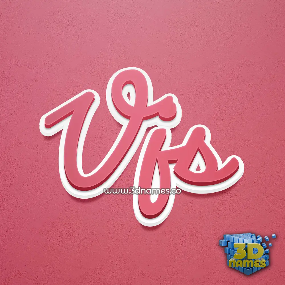 vjs in Red Scribble style - 3D name wallpaper