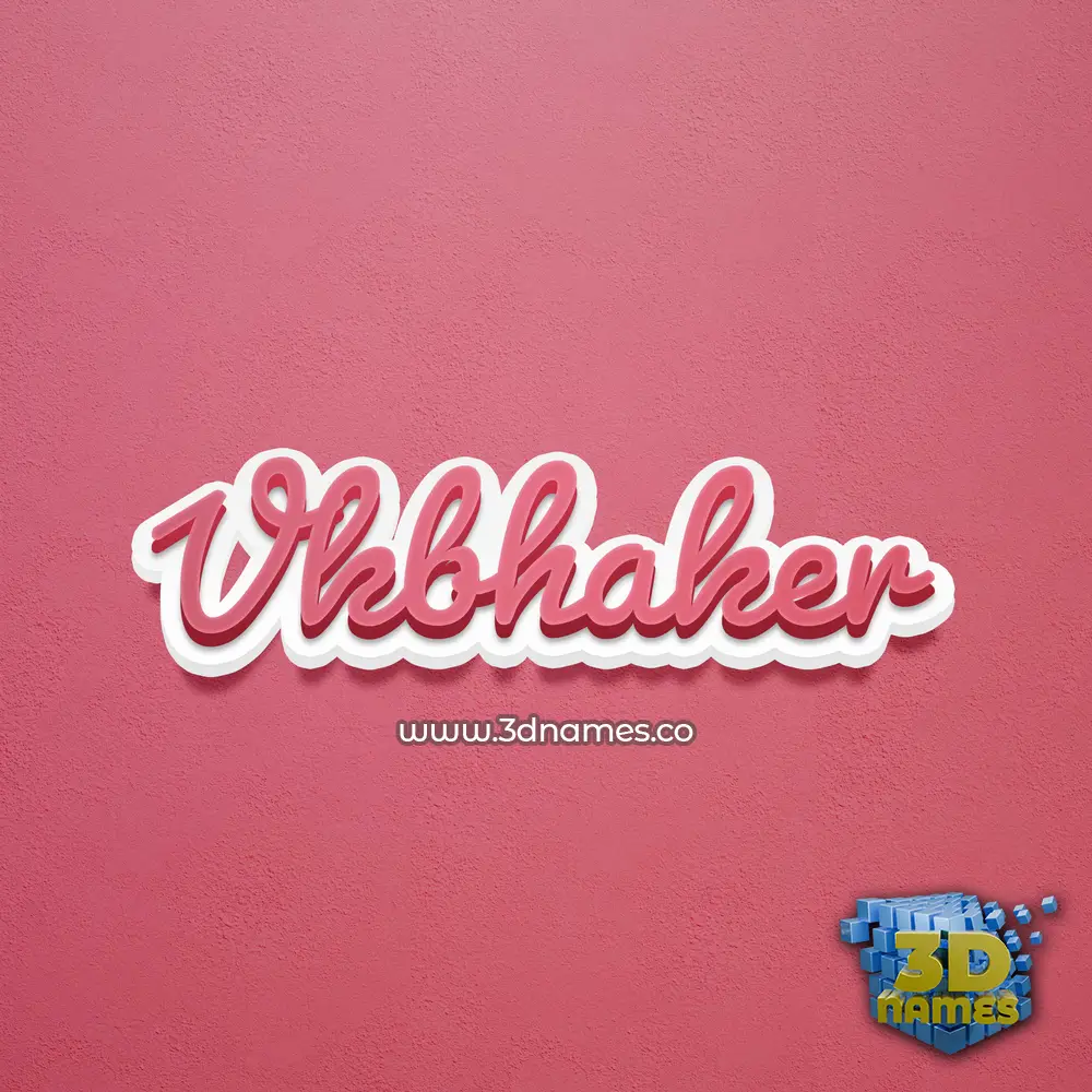 vkbhaker in Red Scribble style - 3D name wallpaper