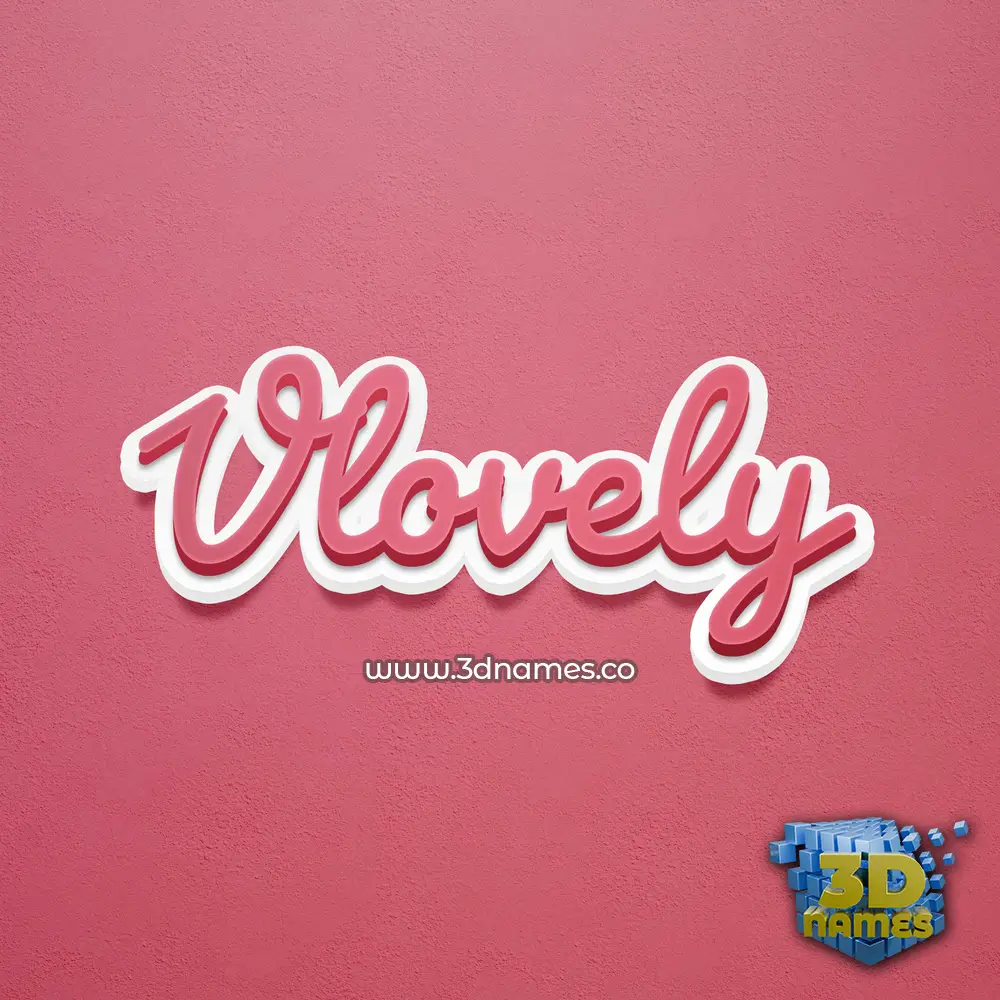 vlovely in Red Scribble style - 3D name wallpaper