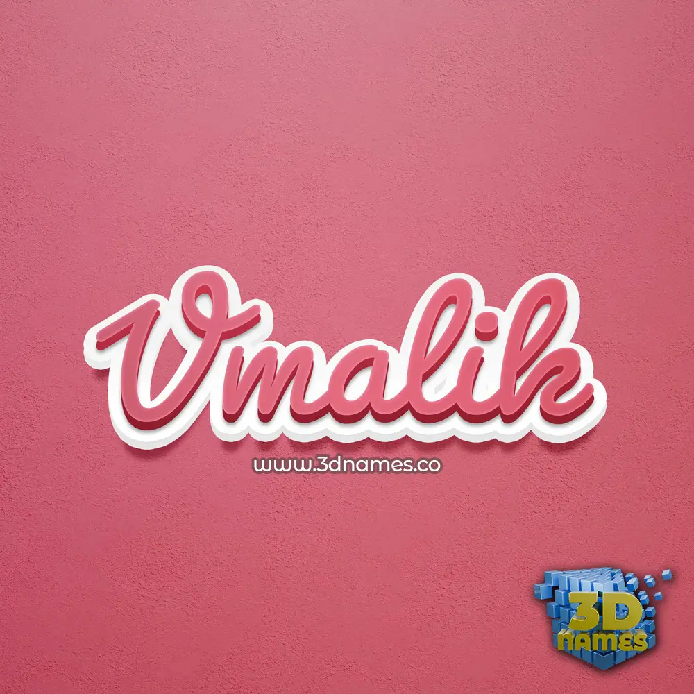vmalik in Red Scribble style - 3D name wallpaper