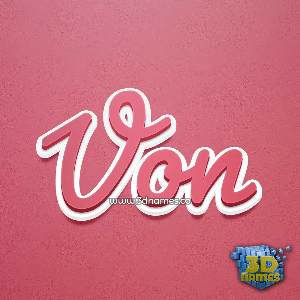 von in Red Scribble style - 3D name wallpaper