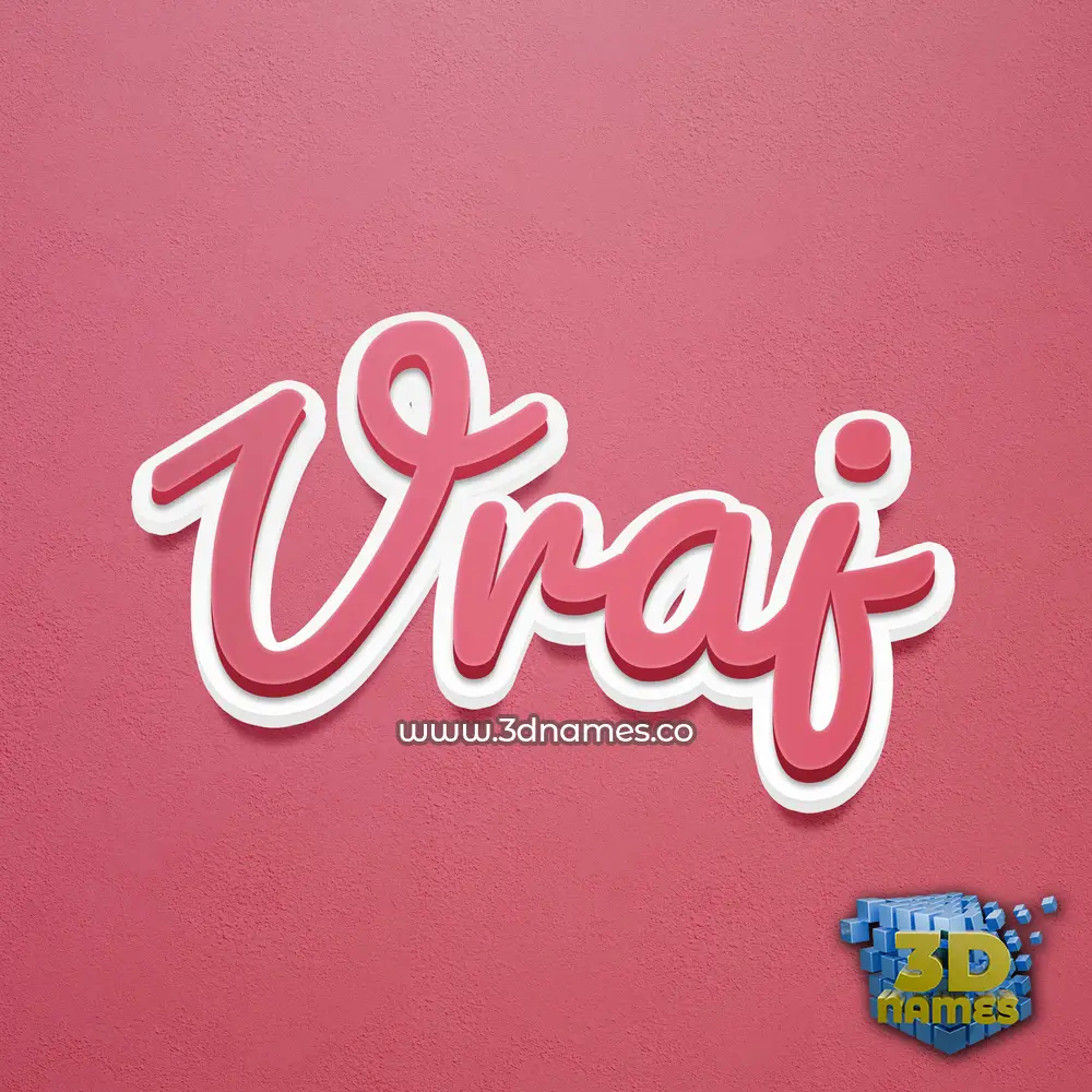 vraj in Red Scribble style - 3D name wallpaper