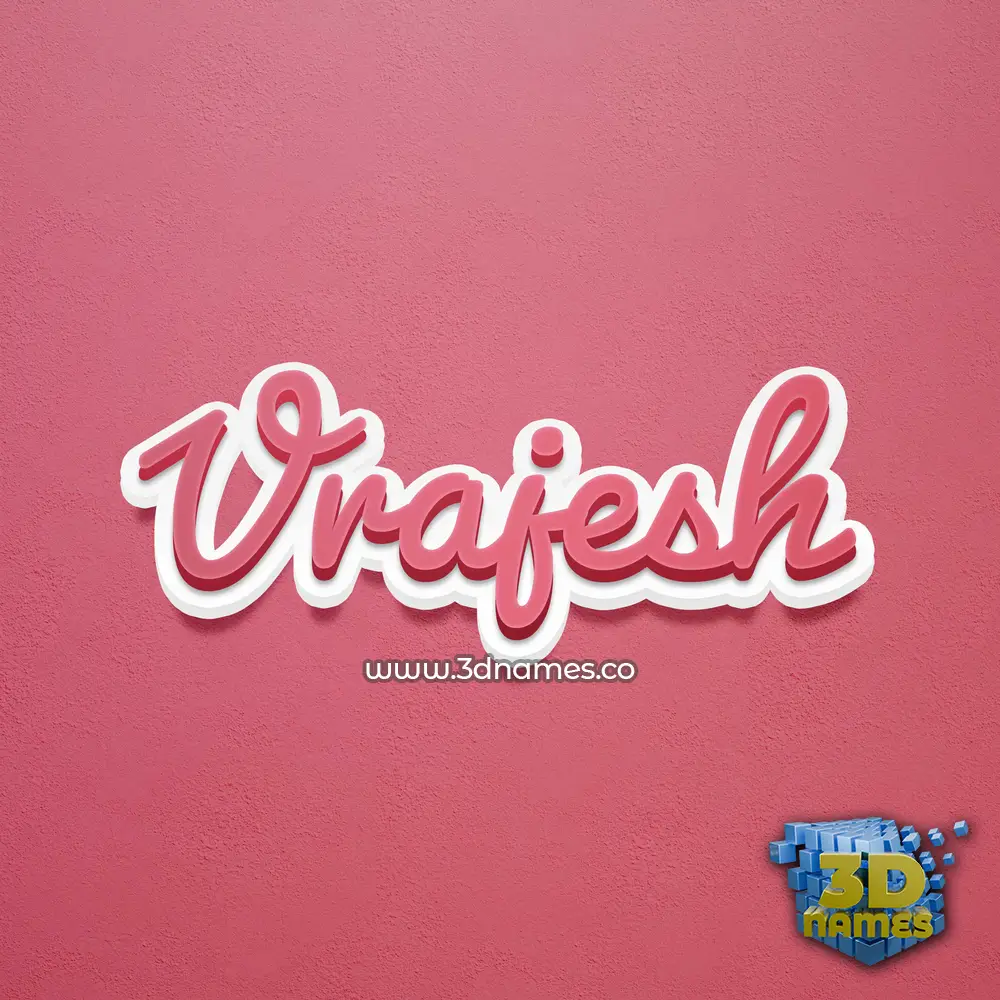 vrajesh in Red Scribble style - 3D name wallpaper