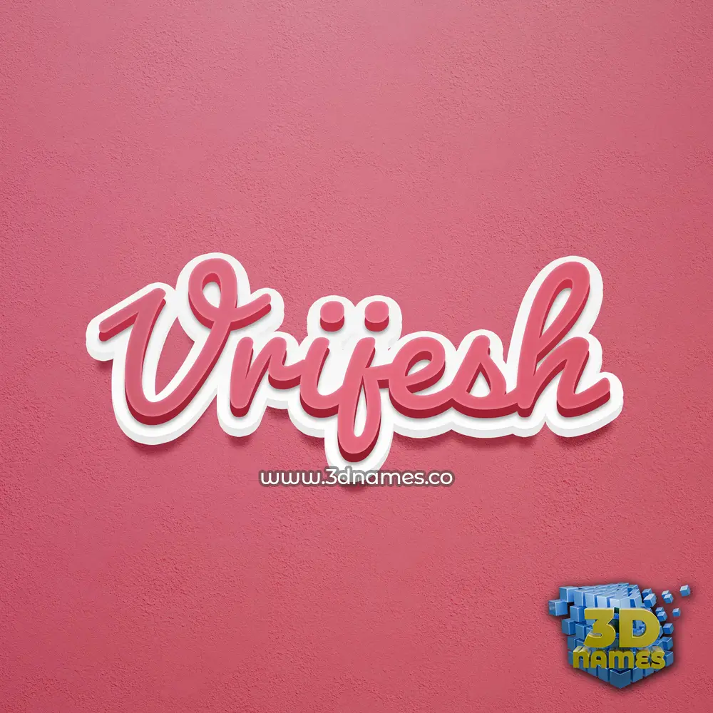 vrijesh in Red Scribble style - 3D name wallpaper