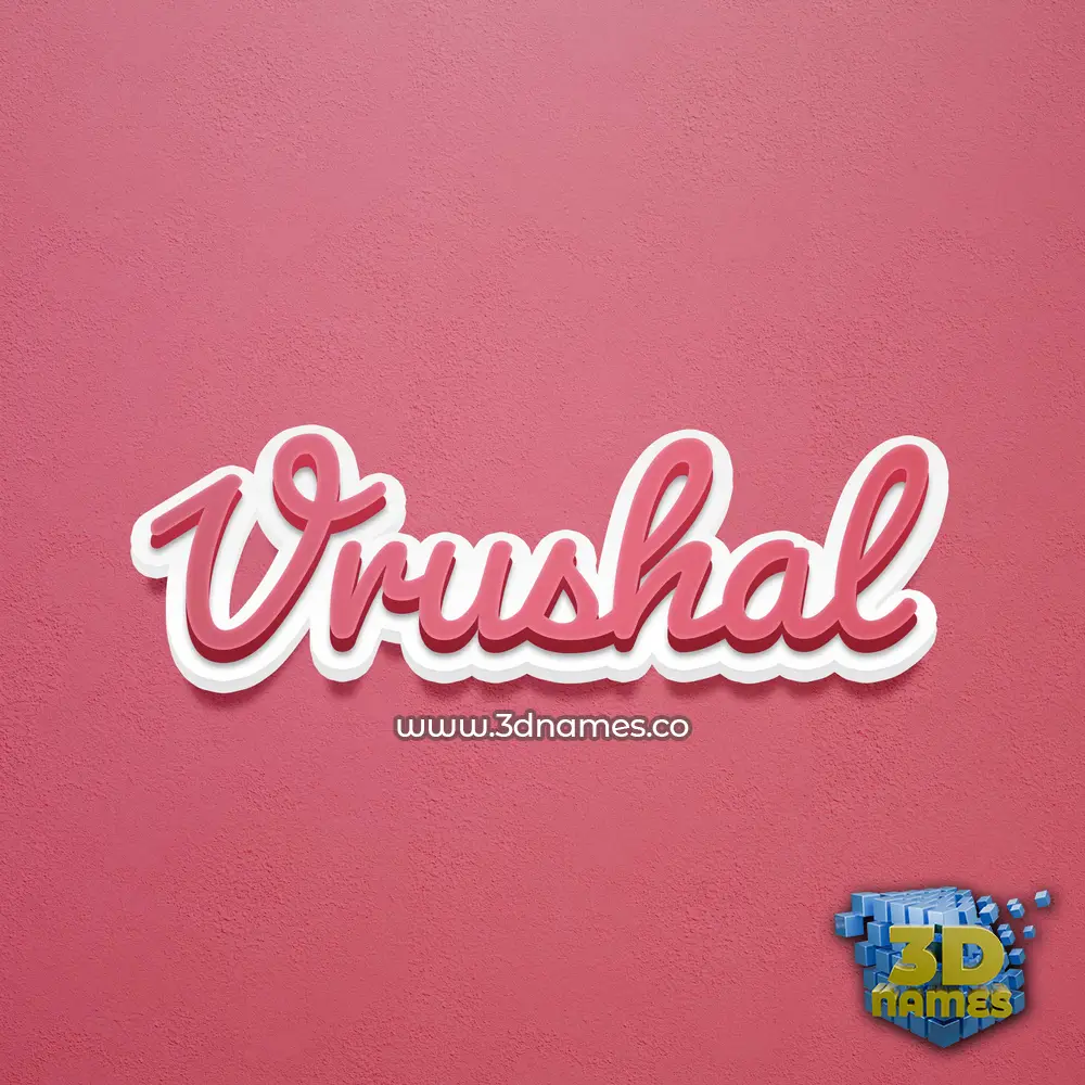 vrushal in Red Scribble style - 3D name wallpaper