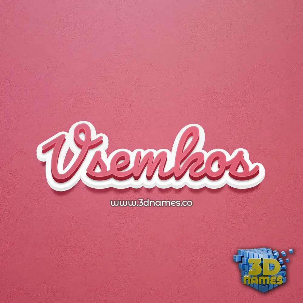 vsemkos in Red Scribble style - 3D name wallpaper