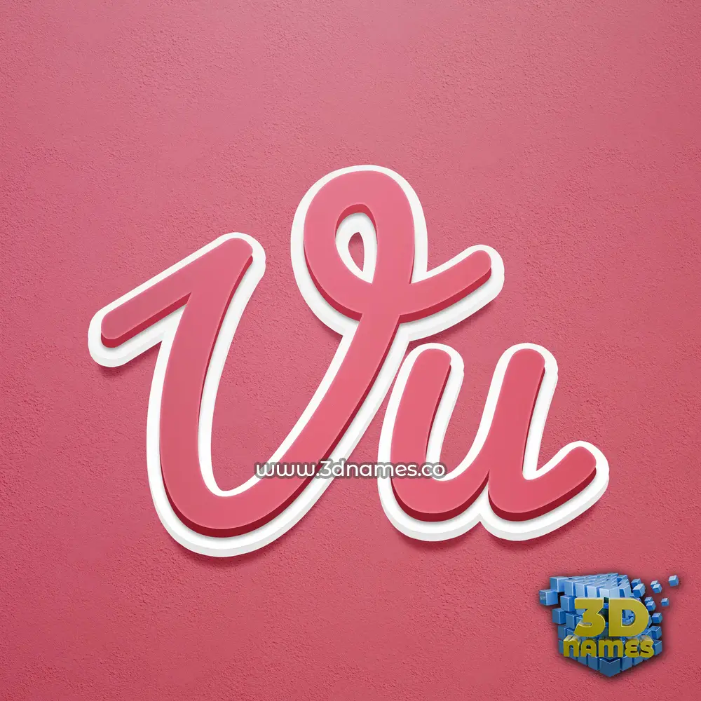 vu in Red Scribble style - 3D name wallpaper