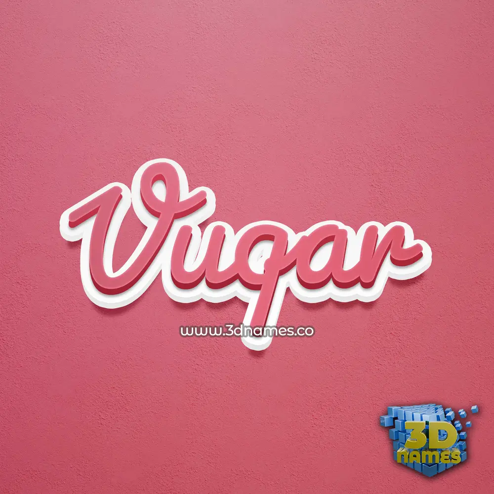 vuqar in Red Scribble style - 3D name wallpaper