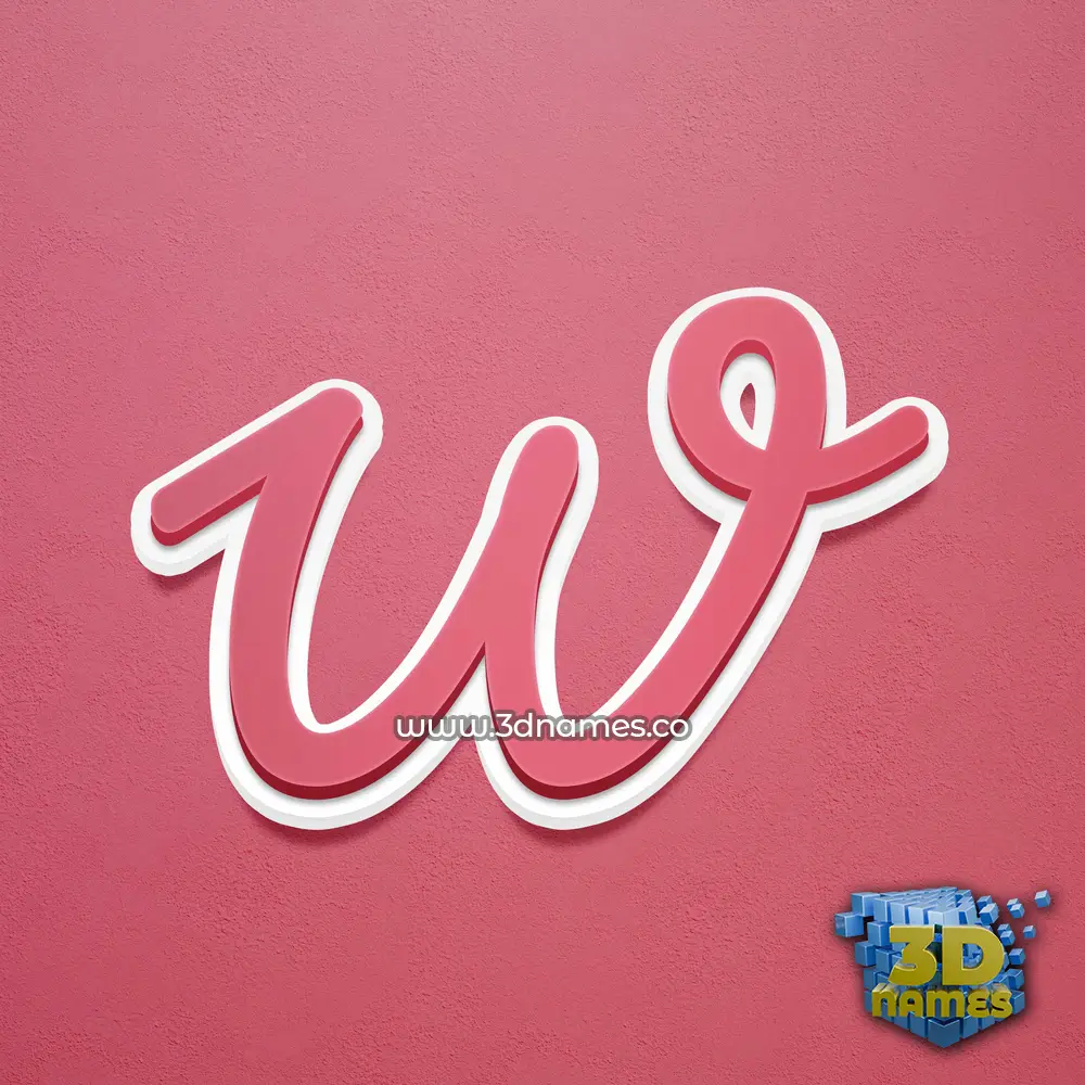w in Red Scribble style - 3D name wallpaper