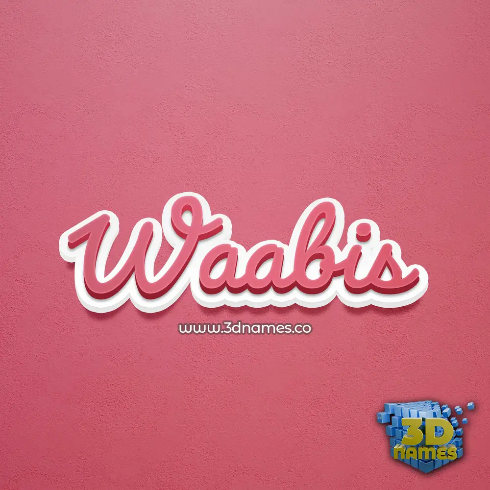 waabis in Red Scribble style - 3D name wallpaper