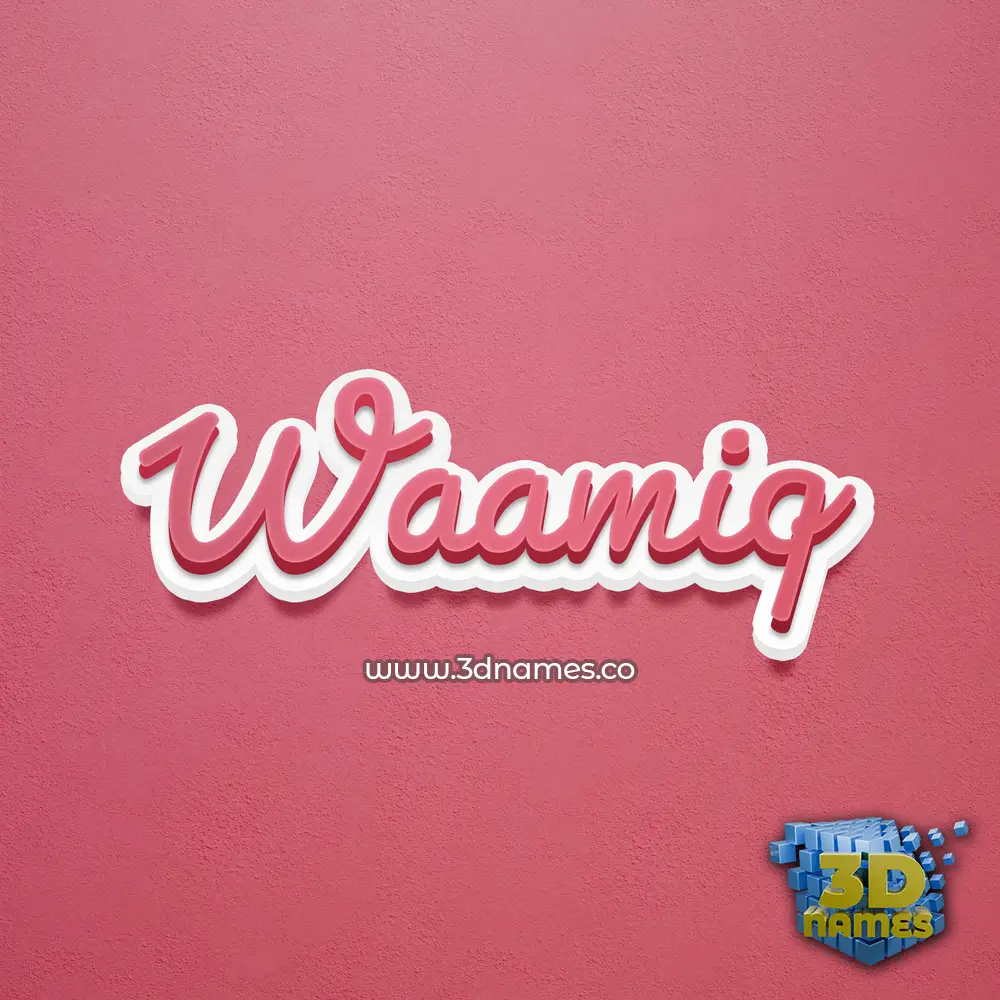 waamiq in Red Scribble style - 3D name wallpaper