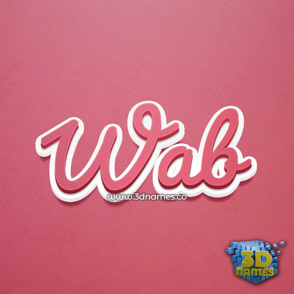 wab in Red Scribble style - 3D name wallpaper