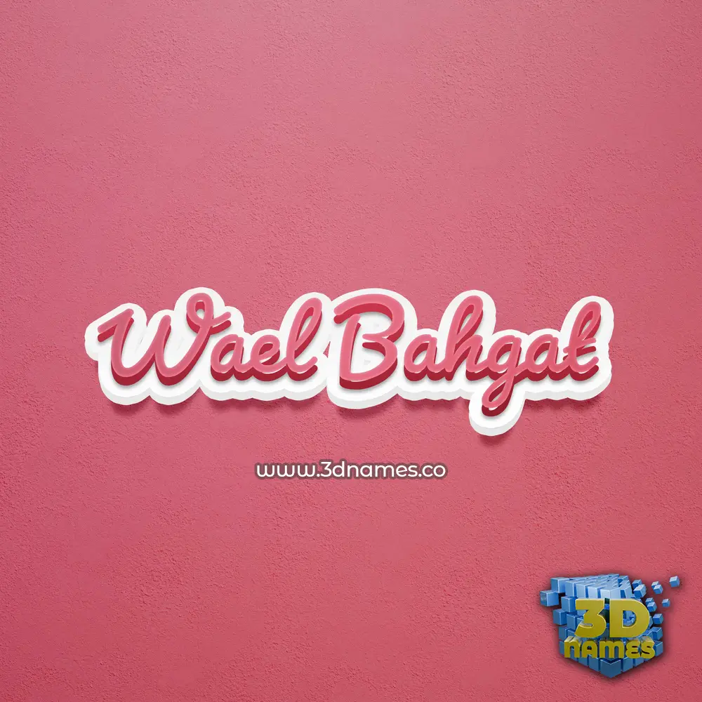 wael bahgat in Red Scribble style - 3D name wallpaper