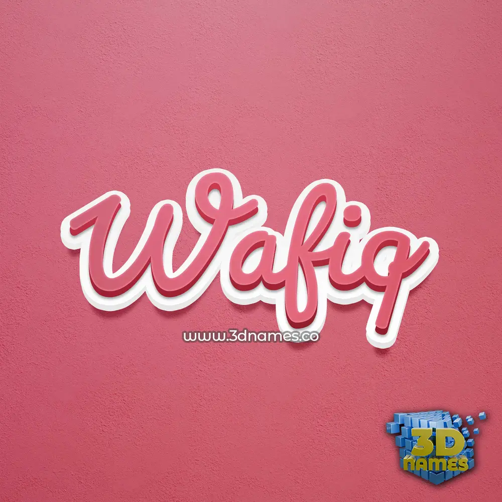 wafiq in Red Scribble style - 3D name wallpaper