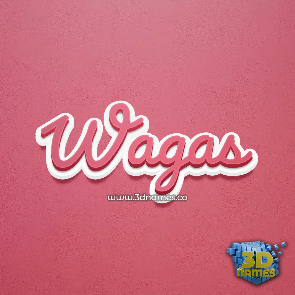 wagas in Red Scribble style - 3D name wallpaper