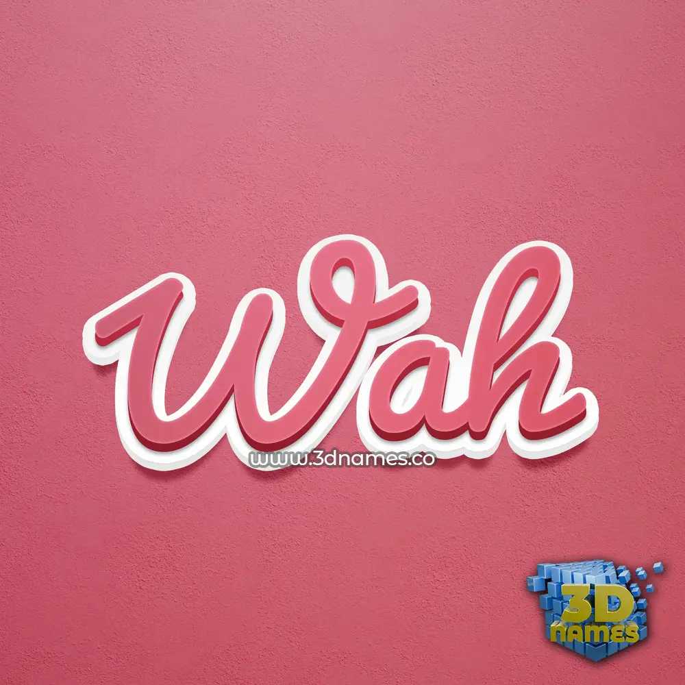 wah in Red Scribble style - 3D name wallpaper