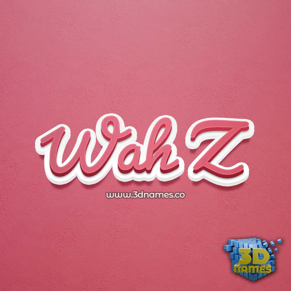 wah z in Red Scribble style - 3D name wallpaper