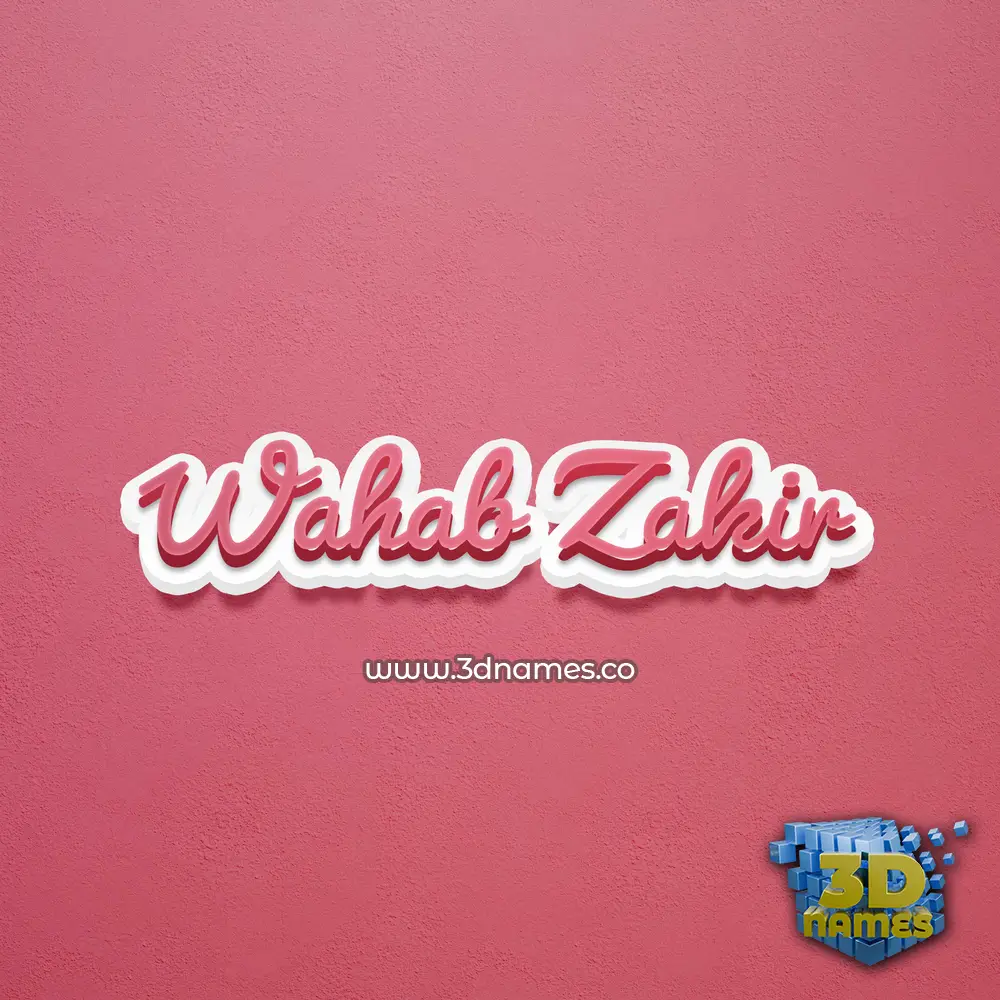 wahab zakir in Red Scribble style - 3D name wallpaper