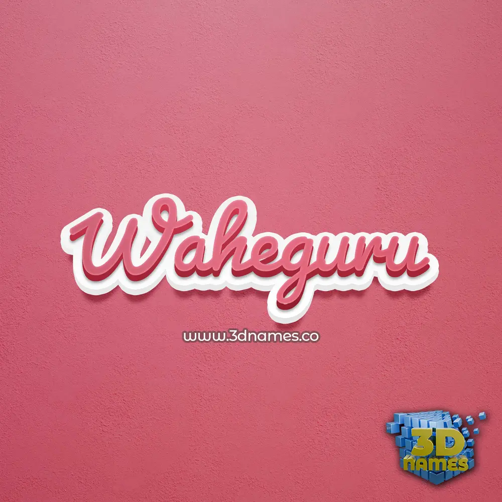 waheguru in Red Scribble style - 3D name wallpaper