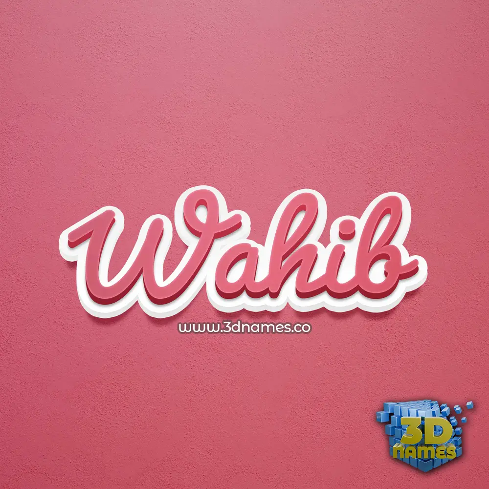 wahib in Red Scribble style - 3D name wallpaper