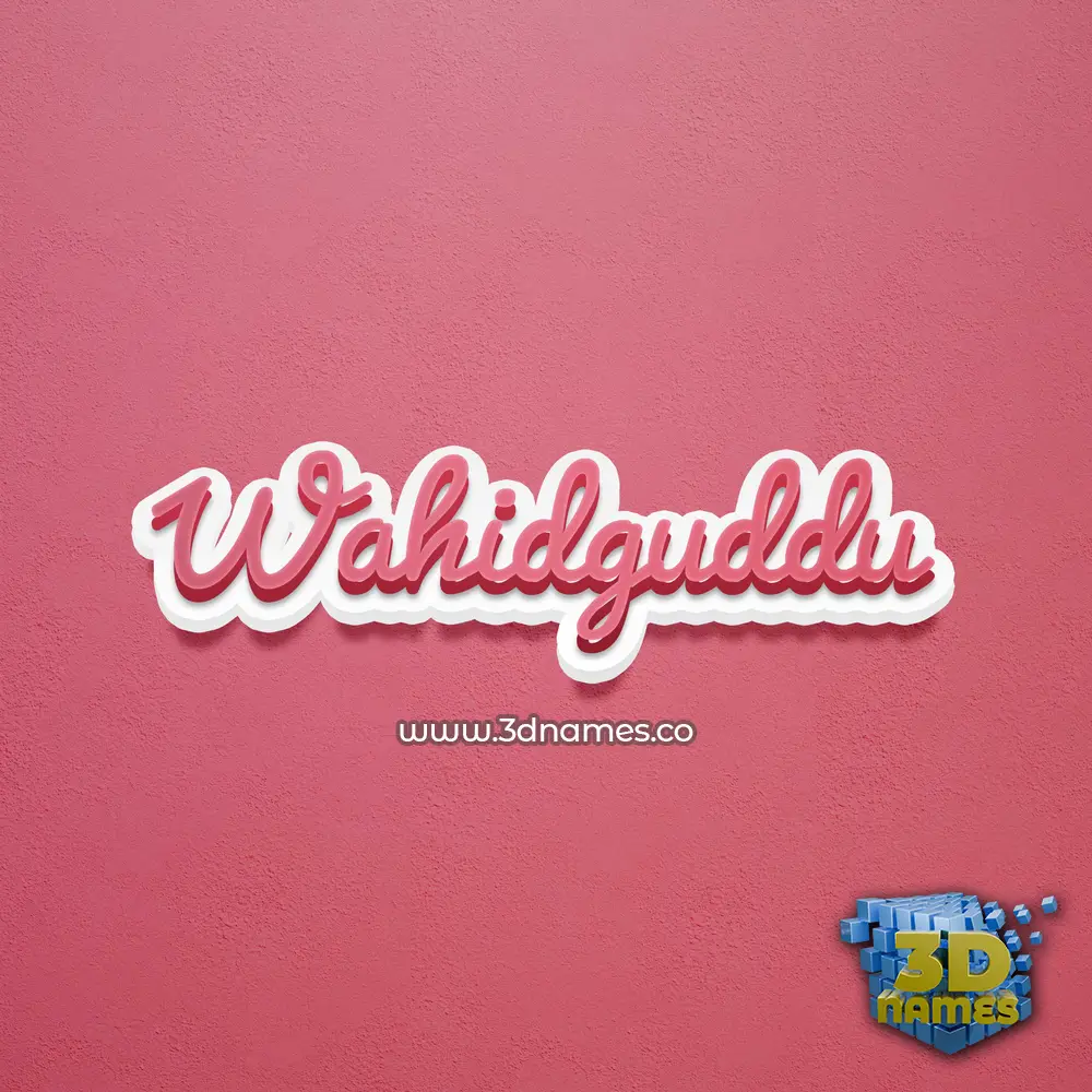 wahidguddu in Red Scribble style - 3D name wallpaper