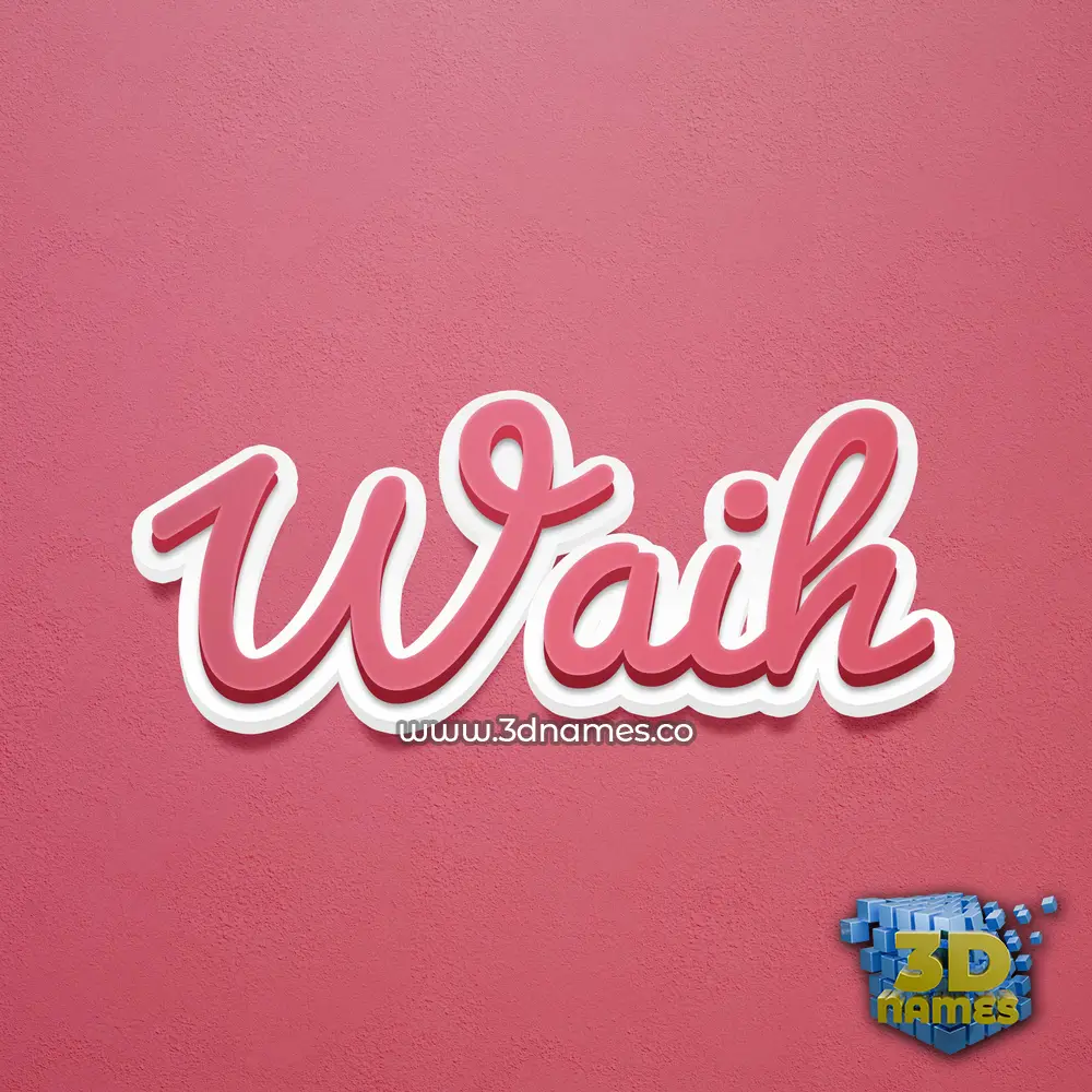 waih in Red Scribble style - 3D name wallpaper