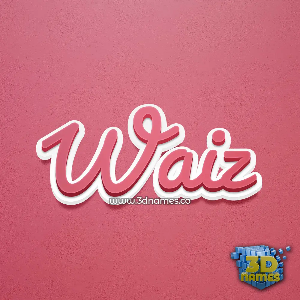 waiz in Red Scribble style - 3D name wallpaper