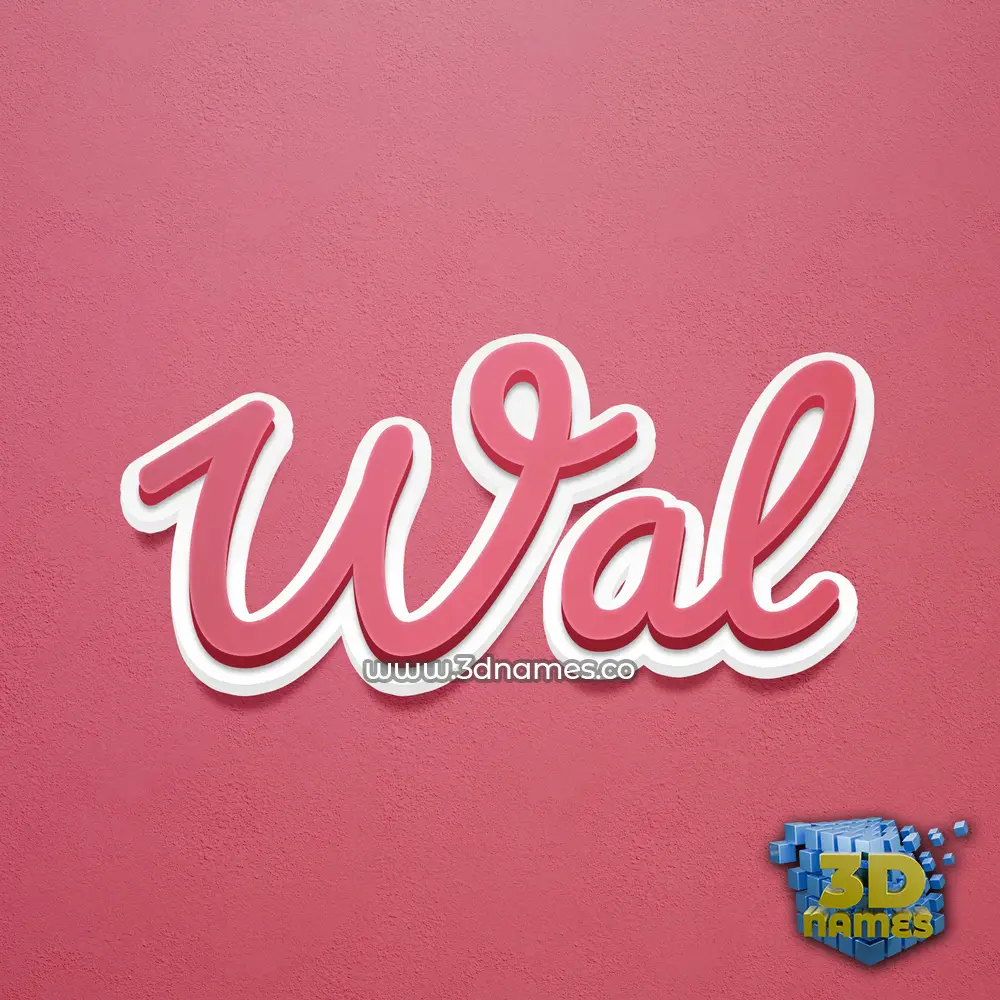 wal in Red Scribble style - 3D name wallpaper