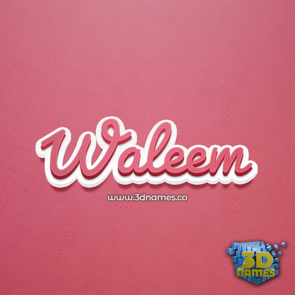 waleem in Red Scribble style - 3D name wallpaper