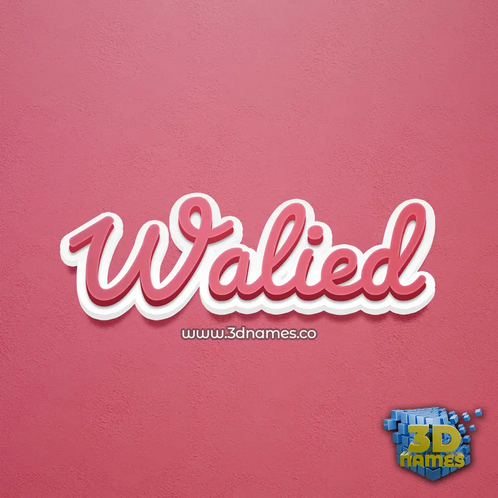 walied in Red Scribble style - 3D name wallpaper