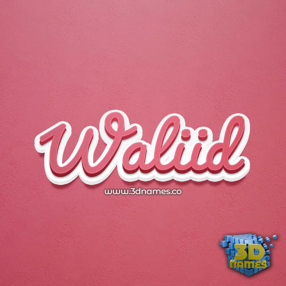 waliid in Red Scribble style - 3D name wallpaper
