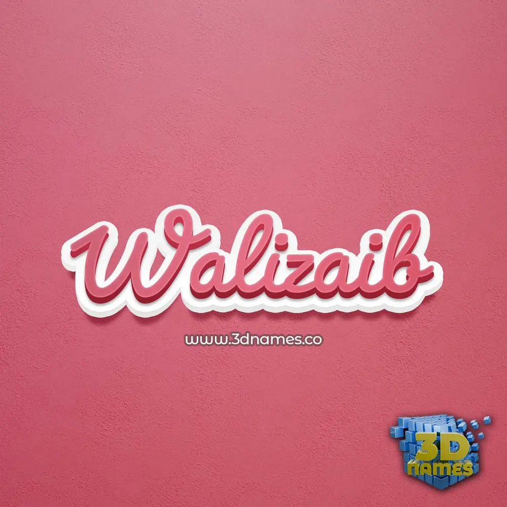 walizaib in Red Scribble style - 3D name wallpaper