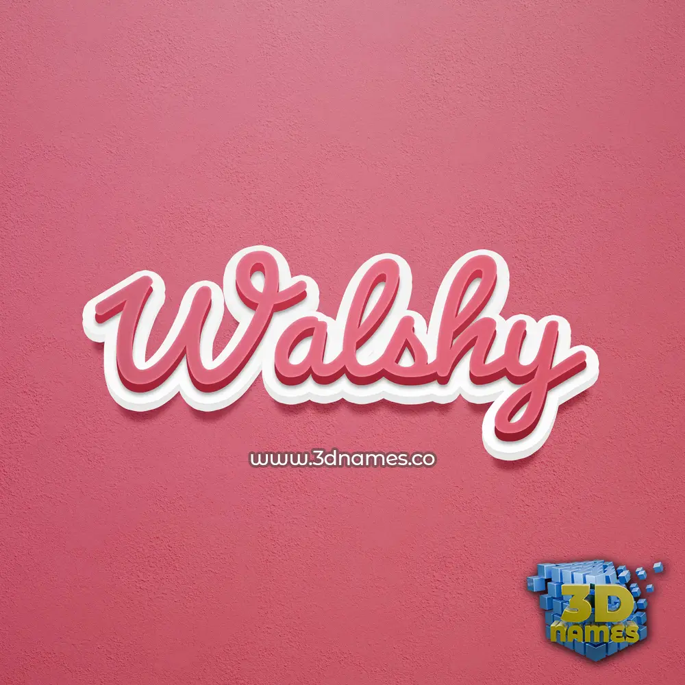 walshy in Red Scribble style - 3D name wallpaper