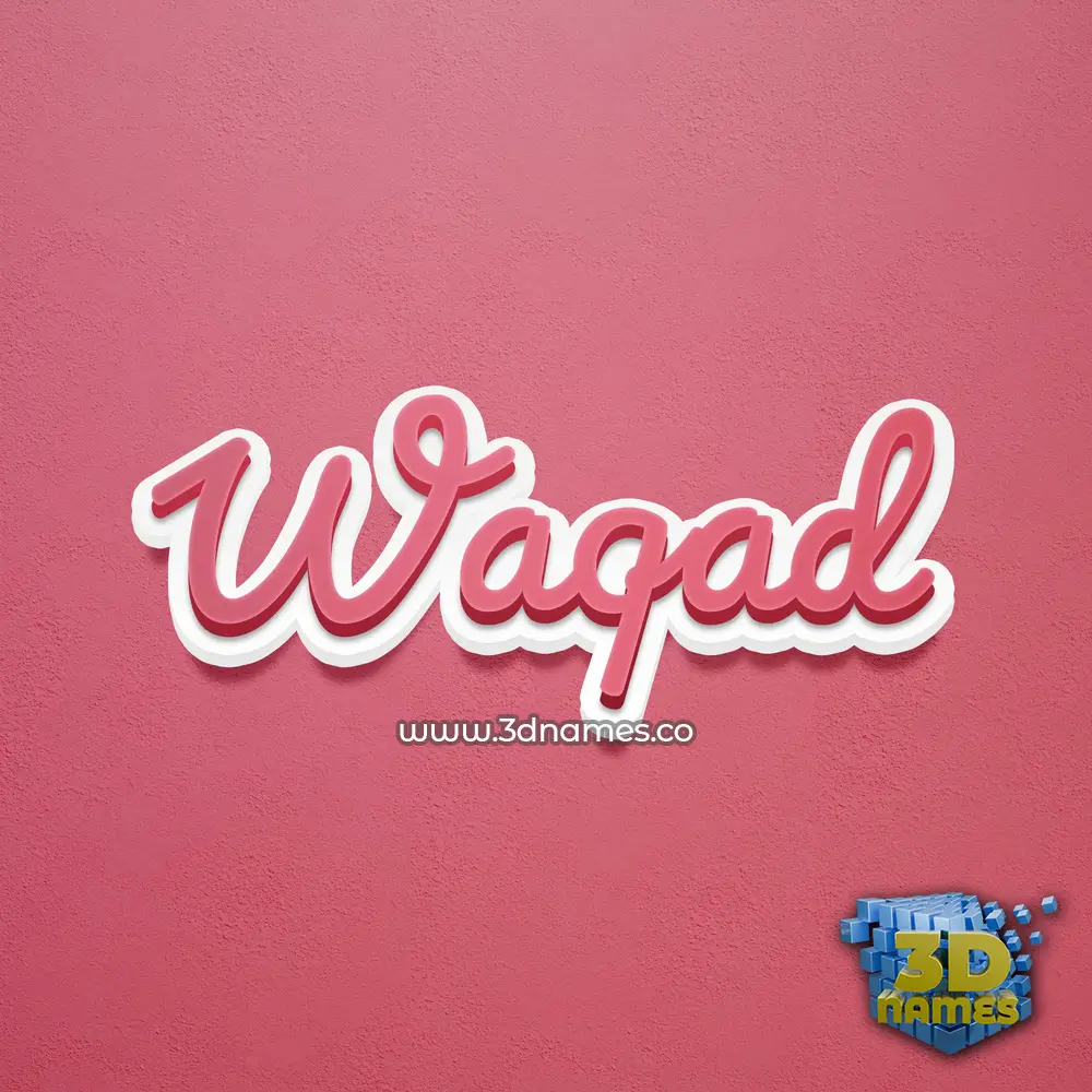 waqad in Red Scribble style - 3D name wallpaper