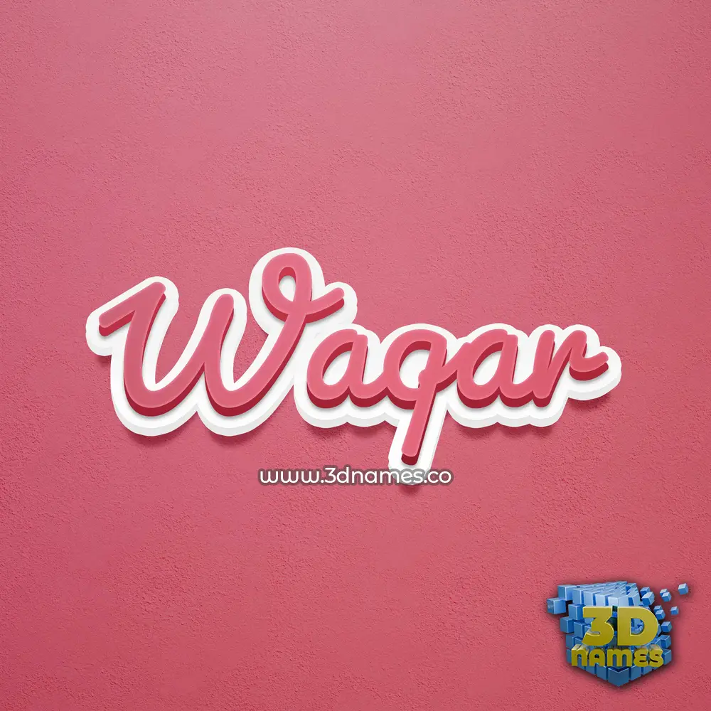 waqar in Red Scribble style - 3D name wallpaper