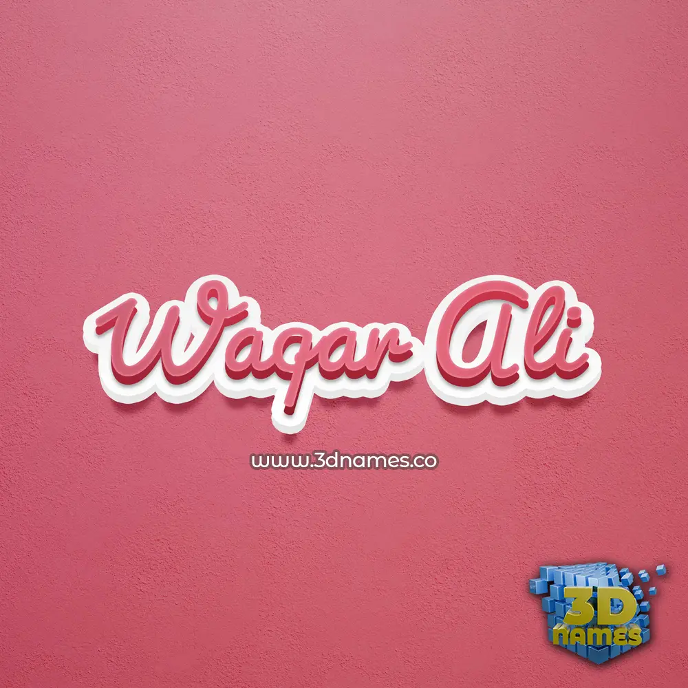 waqar ali in Red Scribble style - 3D name wallpaper