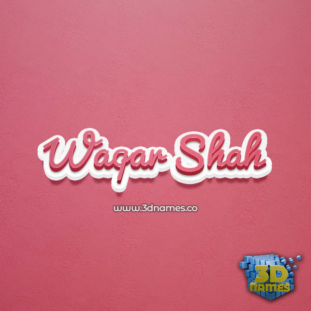 waqar shah in Red Scribble style - 3D name wallpaper