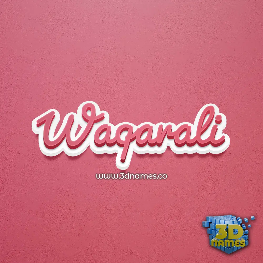 waqarali in Red Scribble style - 3D name wallpaper